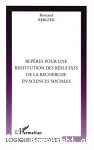 Repères pour une restitution des résultats de la recherche en sciences sociales.